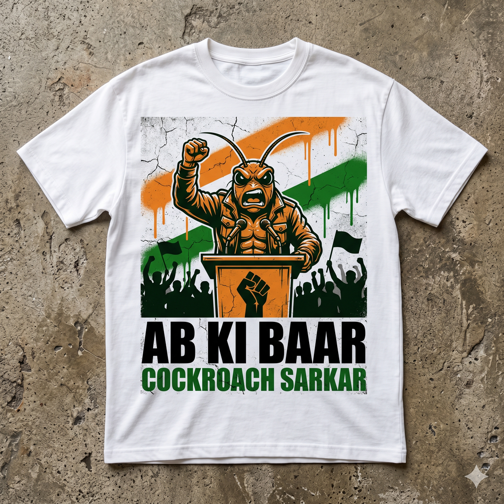 Ab Ki Baar Cockroach Sarkar — Street Art Tee Back View