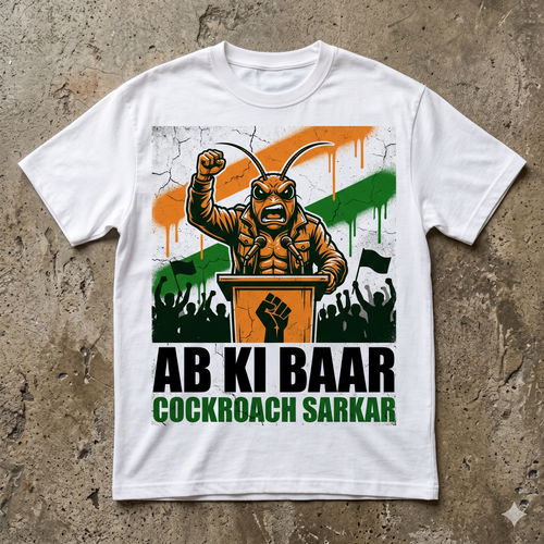 Ab Ki Baar Cockroach Sarkar — Street Art Tee Back View